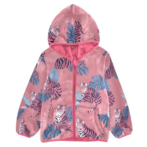BZSMCE Double-Sided Sherpa Fleece Hooded Zipper JacketPink Ffyy6_trendy_illustration_style_pattern_with_repeated_arrangeme_7ef4b695-d716-45b9-9a1f-828bba65ac4d Print Warm Outerwear