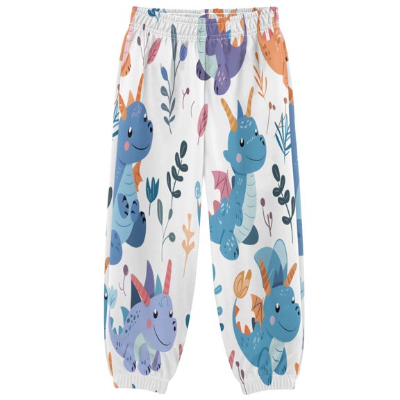 BZSMCE Dragons Print Elastic Waist Jogger Pants Lightweight Wind Resistant Casual Athletic Trousers with Cuffed Ankles & Side Pockets