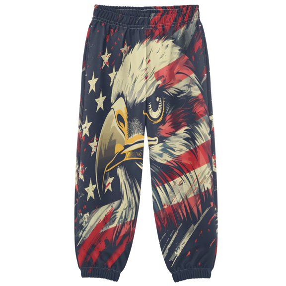 BZSMCE Eagle Print Elastic Waist Jogger Pants Lightweight Wind Resistant Casual Athletic Trousers with Cuffed Ankles & Side Pockets