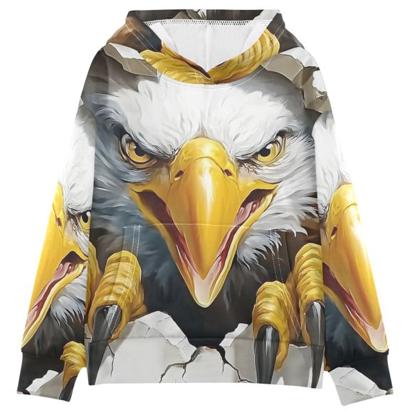 BZSMCE Eagle Wall Print Hoodie Casual Pullover Sweatshirt With Kangaroo Pocket