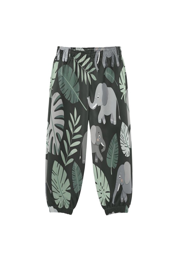 BZSMCE Elephant Seamless Pattern Print Elastic Waist Jogger Pants Lightweight Wind Resistant Casual Athletic Trousers with Cuffed Ankles & Side Pockets