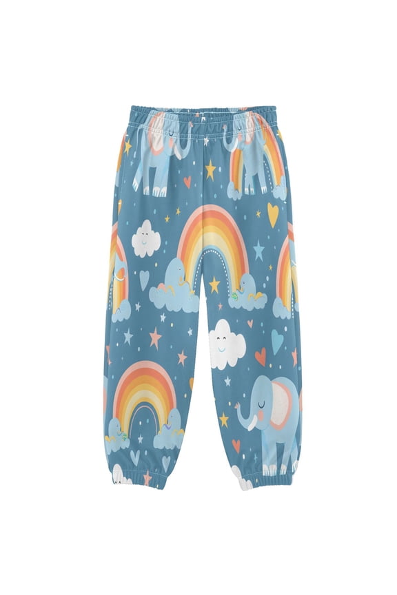 BZSMCE Elephants Print Elastic Waist Jogger Pants Lightweight Wind Resistant Casual Athletic Trousers with Cuffed Ankles & Side Pockets