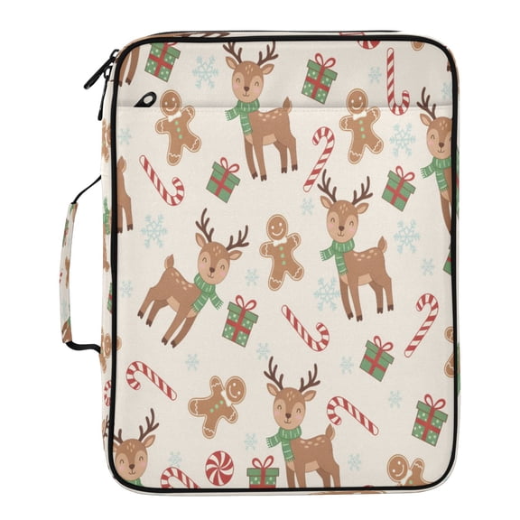 BZSMCE Elk Cane Candy Pattern Pattern Water-Resistant Filing Folder Binder Organizer Keeper 1.2 Inch 3-Ring 7-Pocket Expanding File