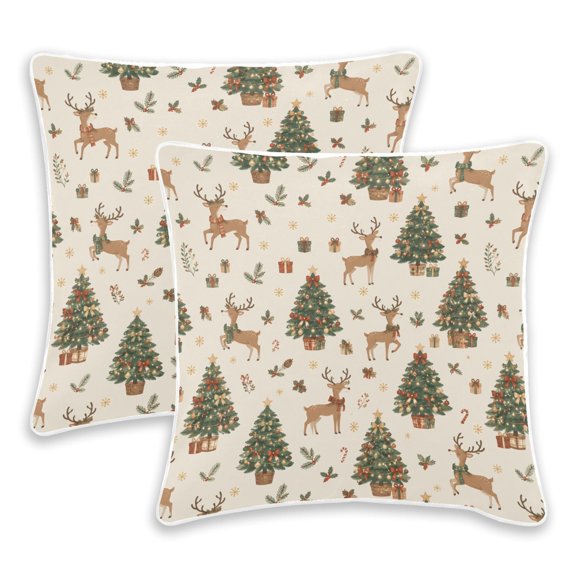 BZSMCE Elk Christmas Tree Pattern Throw Pillow Covers Set of 2 Decorative Pillow Cases Covers for Sofa Bed Living Room