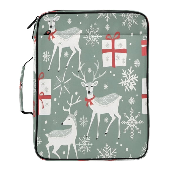 BZSMCE Elk Snowflake Gift Box Pattern Pattern Water-Resistant Filing Folder Binder Organizer Keeper 1.2 Inch 3-Ring 7-Pocket Expanding File
