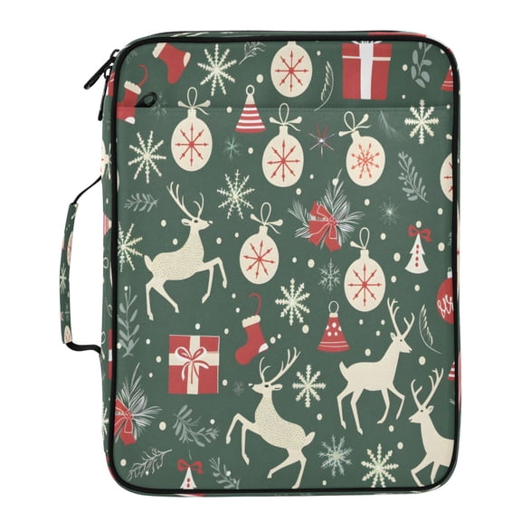 BZSMCE Elk Snowflakes Christmas Decoration Pattern Pattern Water-Resistant Filing Folder Binder Organizer Keeper 1.2 Inch 3-Ring 7-Pocket Expanding File