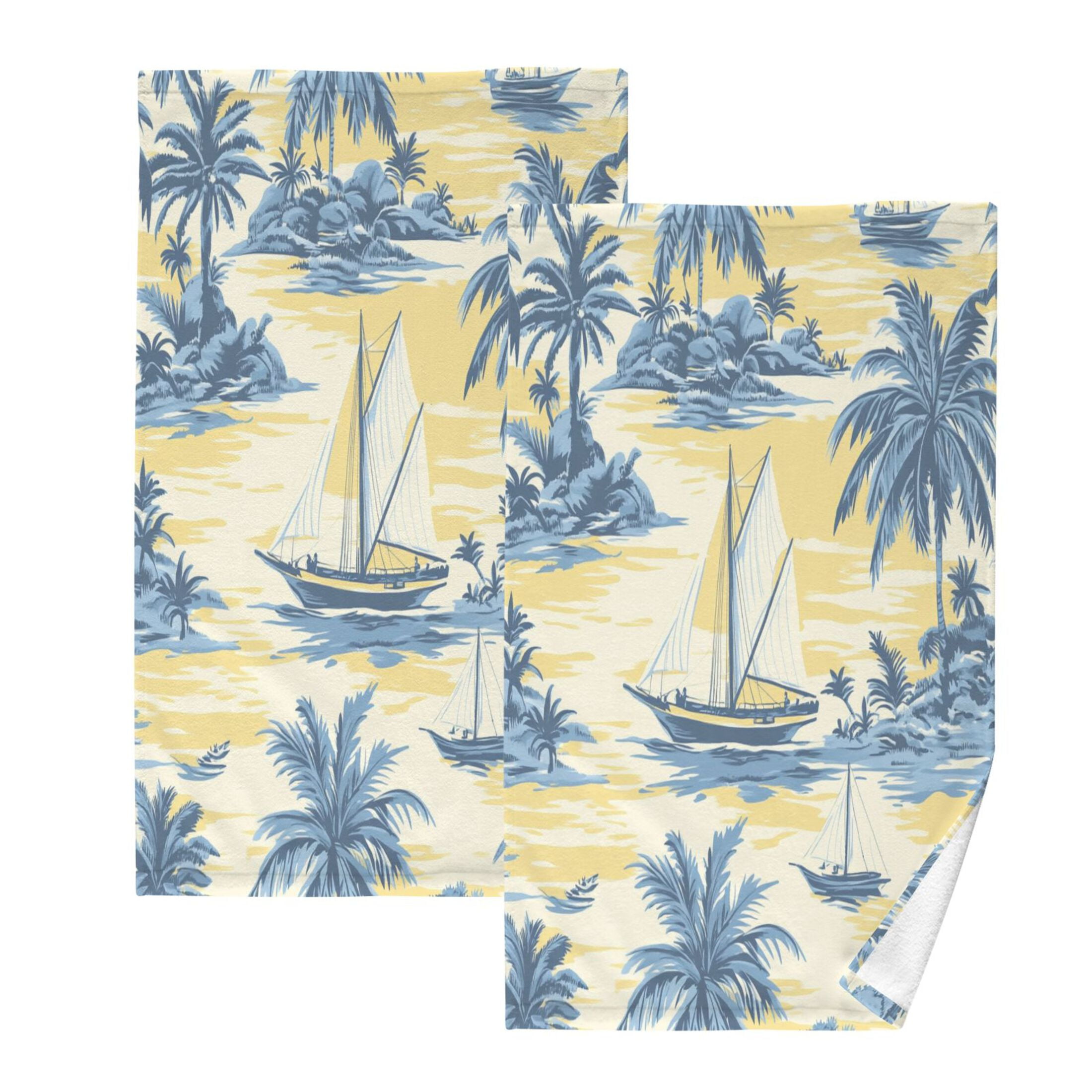 BZSMCE Face Towel Hand Towel Bath Towel Cotton Bath Towel Sets Hand Bath Towels Fashion Nautical Bliss in Blue and Yellow Pattern