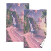 BZSMCE Face Towel Hand Towel Bath Towel Cotton Bath Towel Sets Hand Bath Towels Fashion Tropical Twilight Oasis Pattern