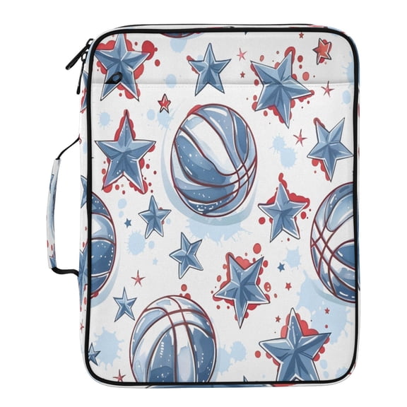 BZSMCE Five-pointed Star Basketball Pattern Pattern Water-Resistant Filing Folder Binder Organizer Keeper 1.2 Inch 3-Ring 7-Pocket Expanding File