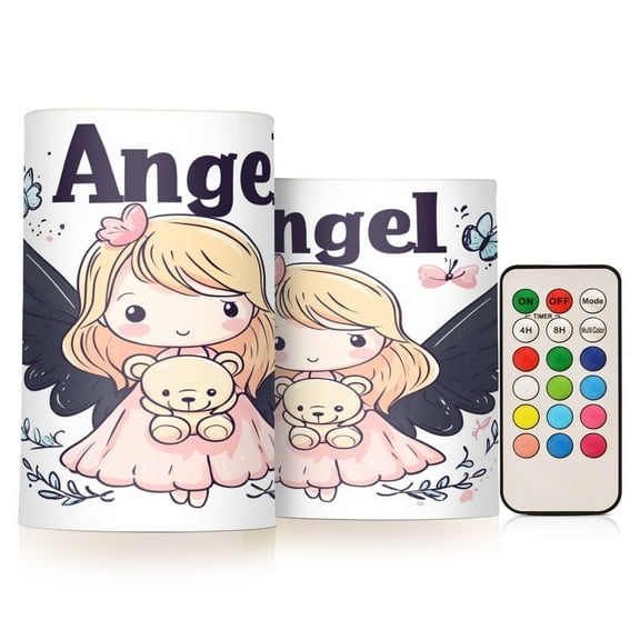 BZSMCE Flameless Candles LED Lights Angel Holding Bear Creativity Battery Candles