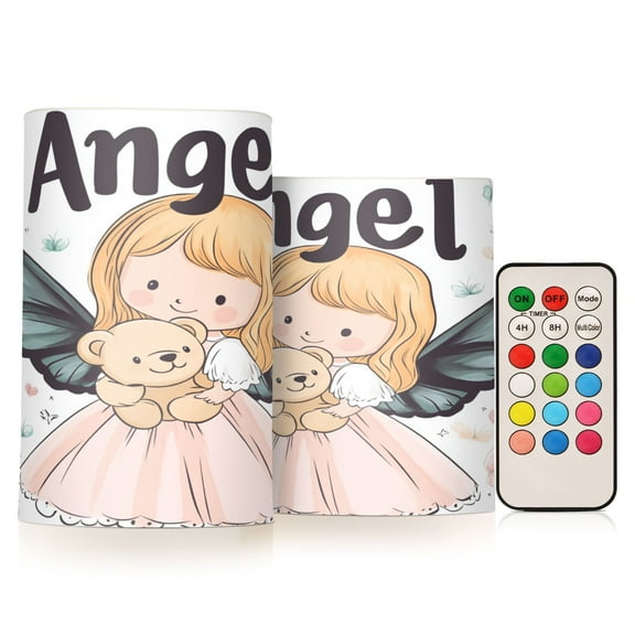 BZSMCE Flameless Candles LED Lights Angel Holding Bear Drawing Creativity Battery Candles