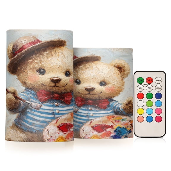 BZSMCE Flameless Candles LED Lights Bear Artist Creativity Battery Candles