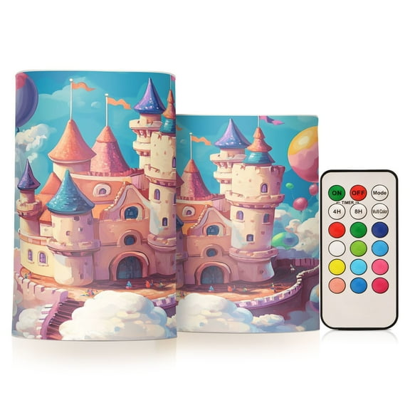 BZSMCE Flameless Candles LED Lights Cartoon Candy Castle Painting Creativity Battery Candles