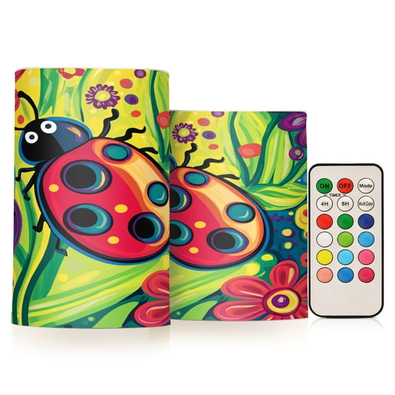 BZSMCE Flameless Candles LED Lights Cartoon Ladybug Creativity Battery Candles