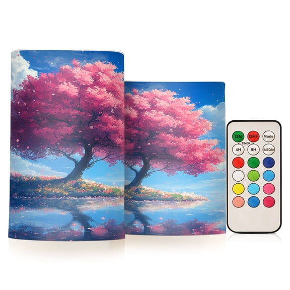 BZSMCE Flameless Candles LED Lights Cherry Blossom Serenity Creativity Battery Candles