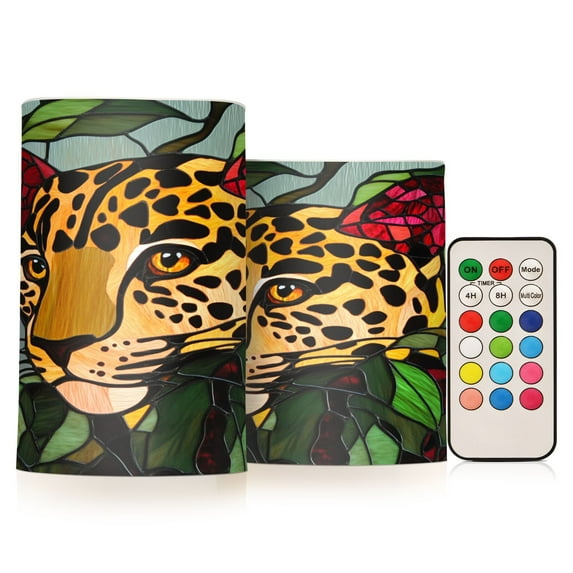 BZSMCE Flameless Candles LED Lights Christmas Leopard Print Creativity ...