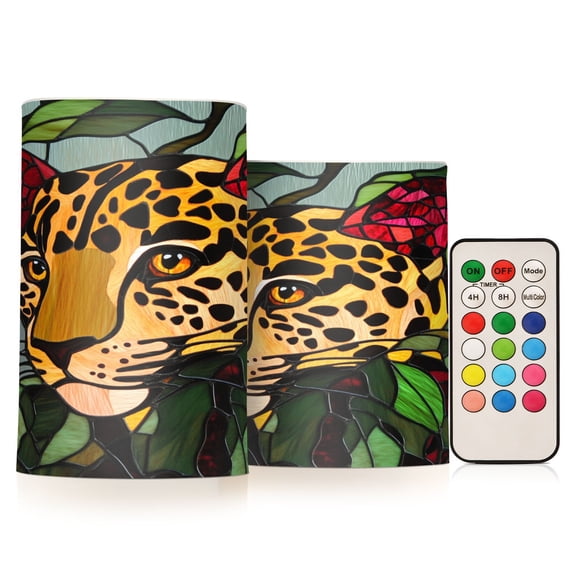 BZSMCE Flameless Candles LED Lights Christmas Leopard Print Creativity Battery Candles