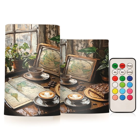 BZSMCE Flameless Candles LED Lights Coffee and Chocolate Cake Creativity Battery Candles