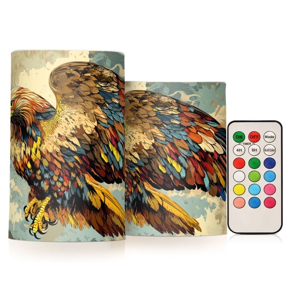 BZSMCE Flameless Candles LED Lights Colorful Bird Print Creativity Battery Candles