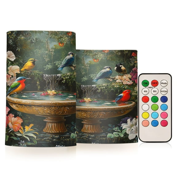 BZSMCE Flameless Candles LED Lights Colorful Birds Pattern Creativity Battery Candles