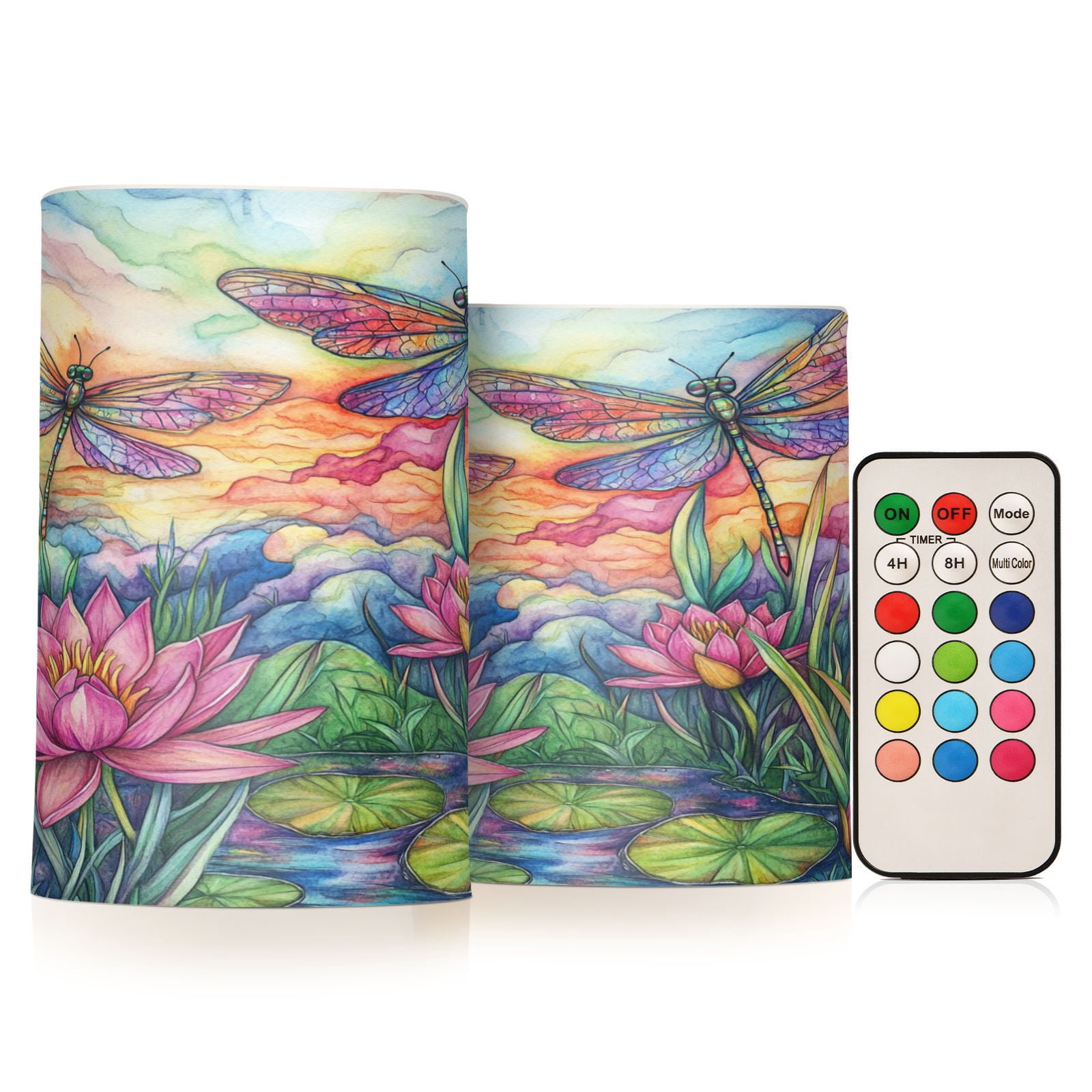 BZSMCE Flameless Candles LED Lights Colorful Dragonflies Creativity Battery Candles