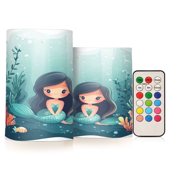BZSMCE Flameless Candles LED Lights Cute Cartoon Mermaid Creativity Battery Candles