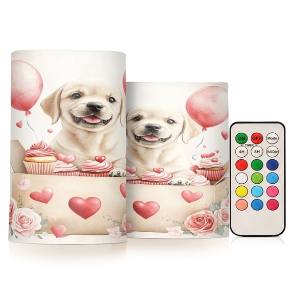 BZSMCE Flameless Candles LED Lights Cute Happy Labrador Creativity Battery Candles
