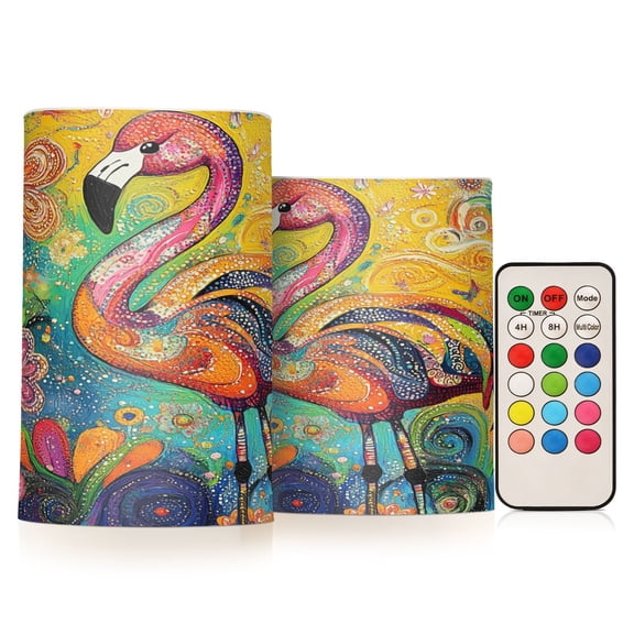 BZSMCE Flameless Candles LED Lights Dancing Flamingo in Vibrant Bliss Creativity Battery Candles