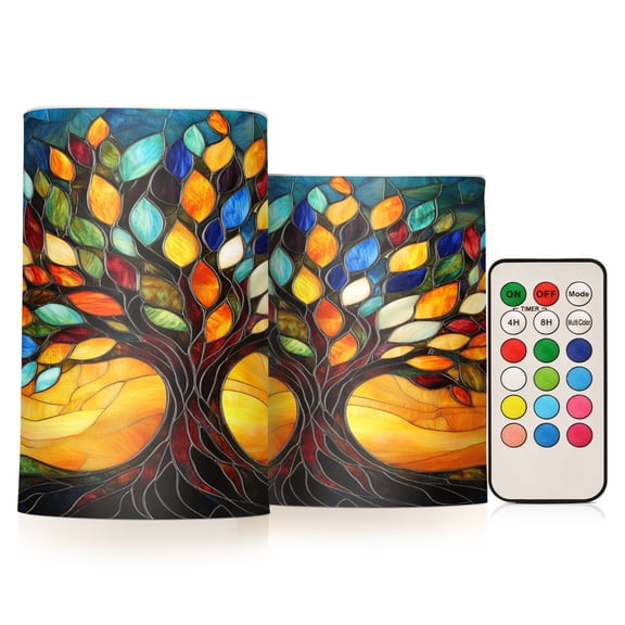 BZSMCE Flameless Candles LED Lights Design Glass Tree Creativity Battery Candles