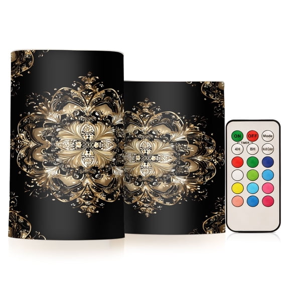 BZSMCE Flameless Candles LED Lights Design Gold Blossom Pattern Creativity Battery Candles