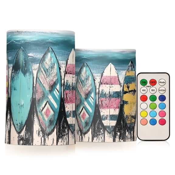 BZSMCE Flameless Candles LED Lights Design Surfboard Painting Creativity Battery Candles