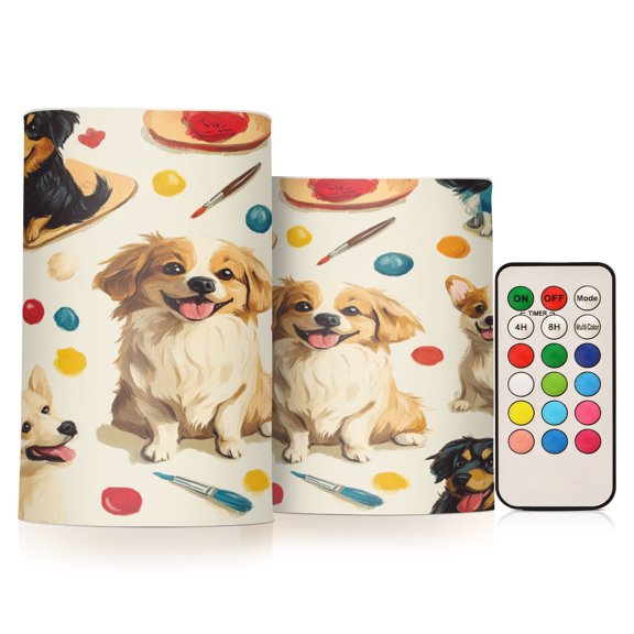 BZSMCE Flameless Candles LED Lights Dogs with Drawing Brush Creativity Battery Candles