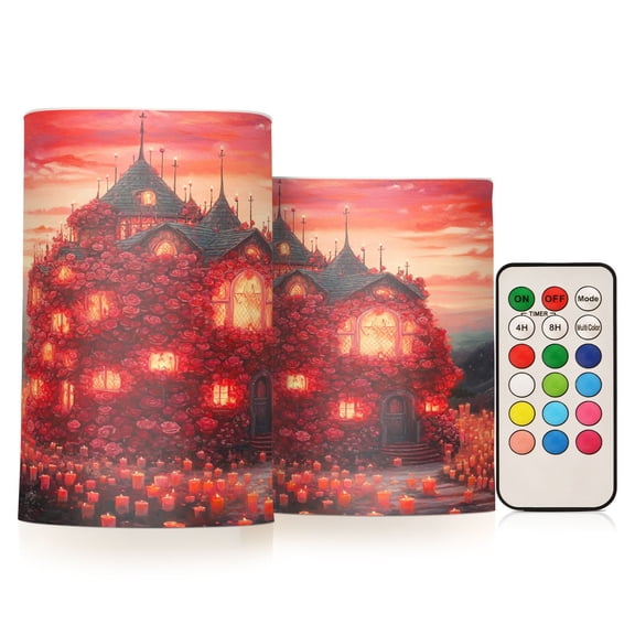 BZSMCE Flameless Candles LED Lights Enchanted Castle with Candles Creativity Battery Candles