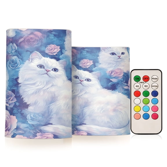 BZSMCE Flameless Candles LED Lights Enchanted Feline Flora Creativity Battery Candles