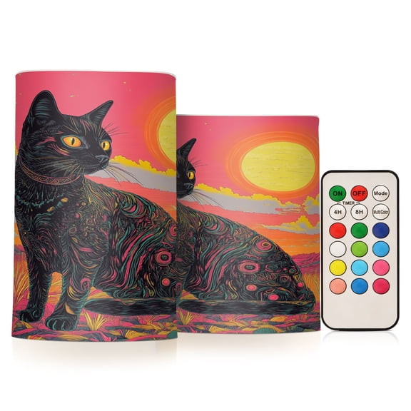 BZSMCE Flameless Candles LED Lights Enchanted Sunlit Cat Creativity Battery Candles