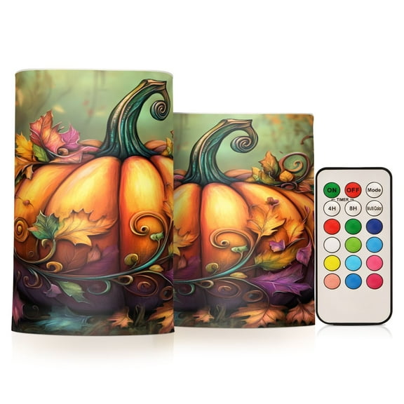 BZSMCE Flameless Candles LED Lights Fall Pumpkin Creativity Battery Candles