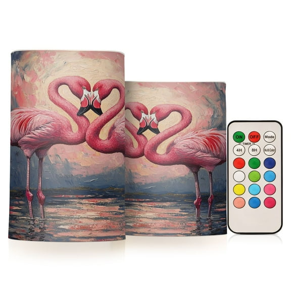 BZSMCE Flameless Candles LED Lights Flamingos Fall in Love Pattern Creativity Battery Candles
