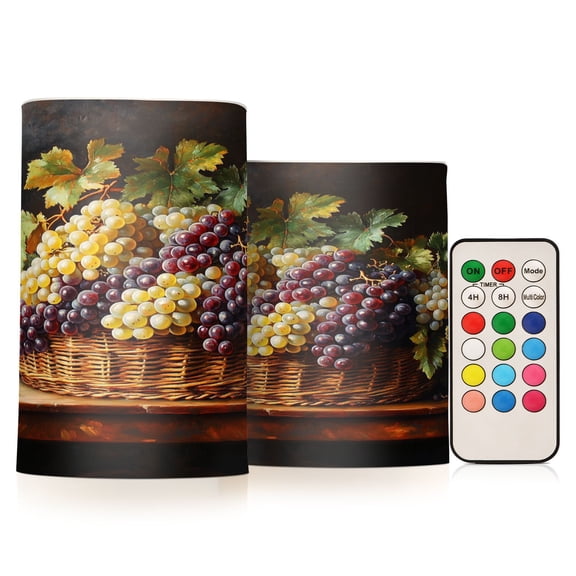 BZSMCE Flameless Candles LED Lights Fresh Grapes Painting Creativity Battery Candles