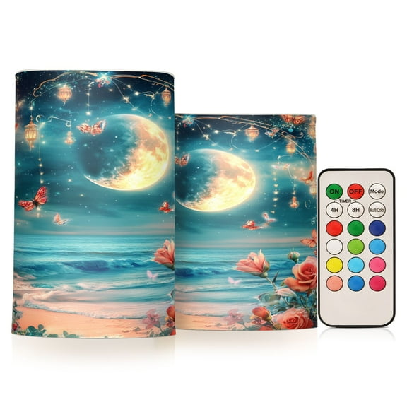 BZSMCE Flameless Candles LED Lights Gardens Of Seaside Painting Creativity Battery Candles