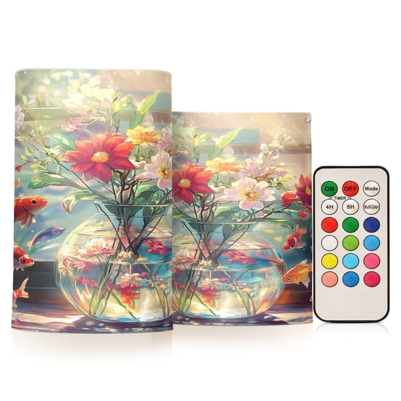 BZSMCE Flameless Candles LED Lights Golden Fish and Blooms Creativity Battery Candles