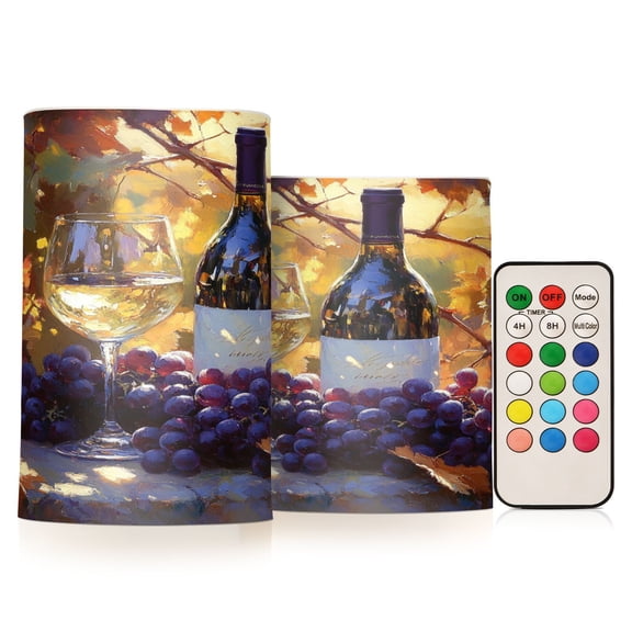 BZSMCE Flameless Candles LED Lights Grape and Wine Painting Creativity Battery Candles
