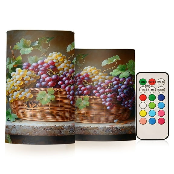 BZSMCE Flameless Candles LED Lights Grapes Painting Creativity Battery Candles