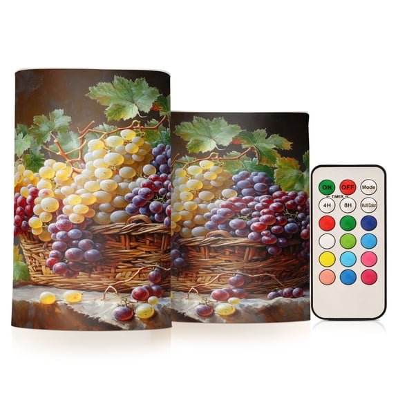 BZSMCE Flameless Candles LED Lights Grapes Pattern Creativity Battery Candles
