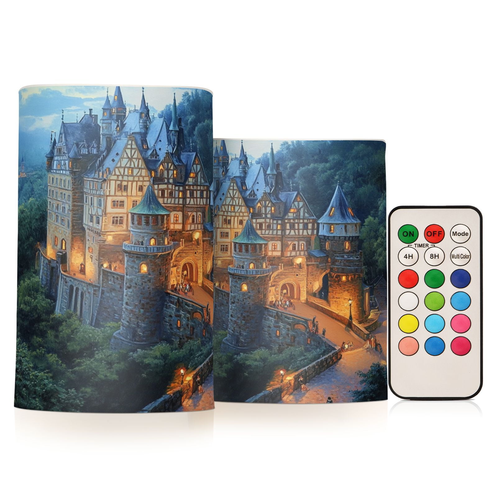 BZSMCE Flameless Candles LED Lights Great Castle Print Creativity