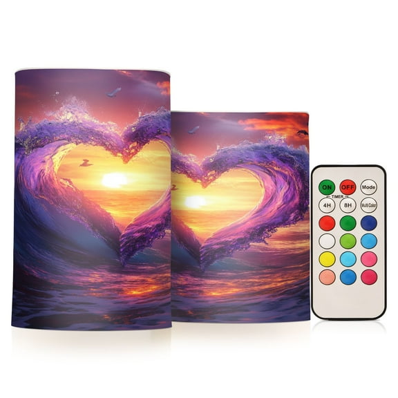 BZSMCE Flameless Candles LED Lights Heart-shaped Wave Drawing Creativity Battery Candles
