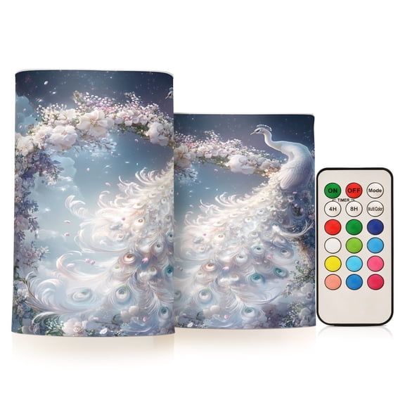 BZSMCE Flameless Candles LED Lights Illustration Of Peacock Creativity Battery Candles