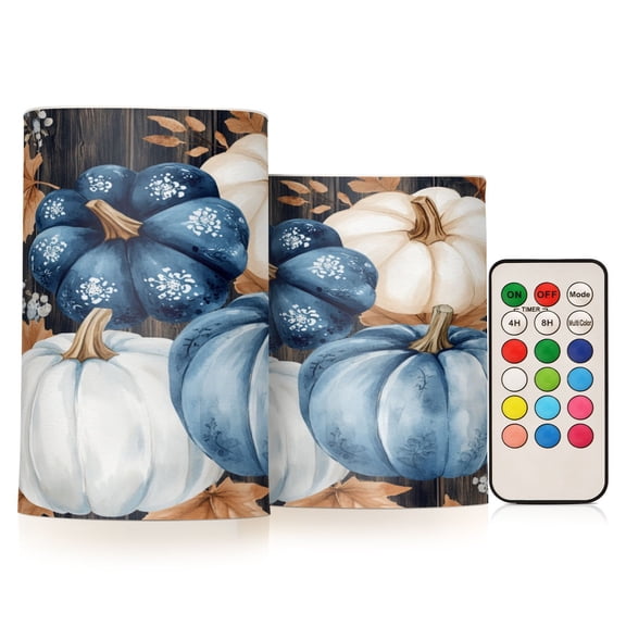 BZSMCE Flameless Candles LED Lights Illustration Of Pumpkins Printing Creativity Battery Candles