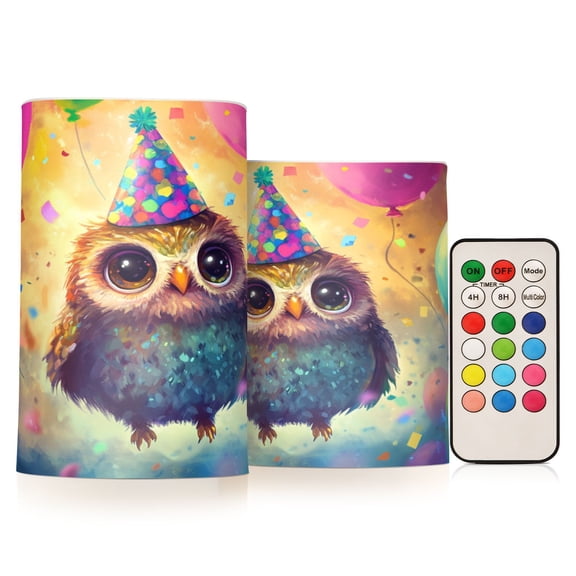 BZSMCE Flameless Candles LED Lights Joful Owl Painting Creativity Battery Candles