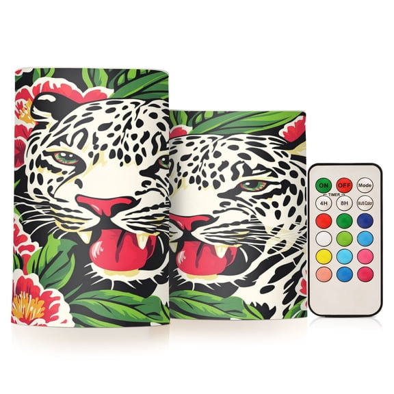 BZSMCE Flameless Candles LED Lights Leopard Among Blooms Creativity Battery Candles