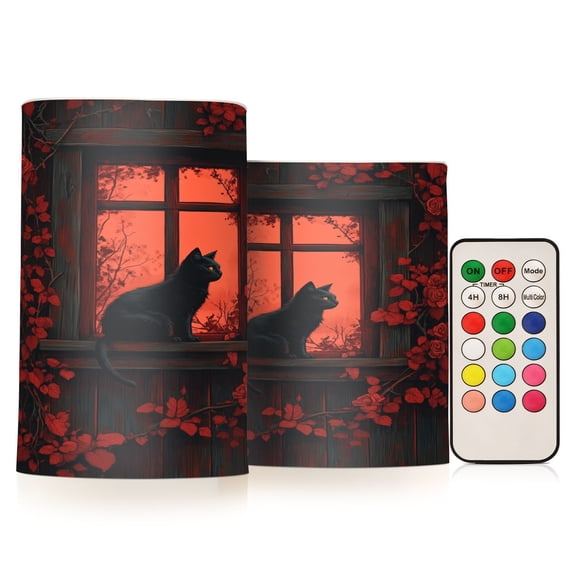 BZSMCE Flameless Candles LED Lights Lonely Black Cat Creativity Battery Candles